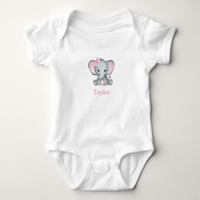 Body T-shirt Eléphant Une Pièce pour Fille Bébé (Devant)