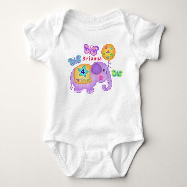 Body T-shirt fait sur commande d'éléphant (Devant)