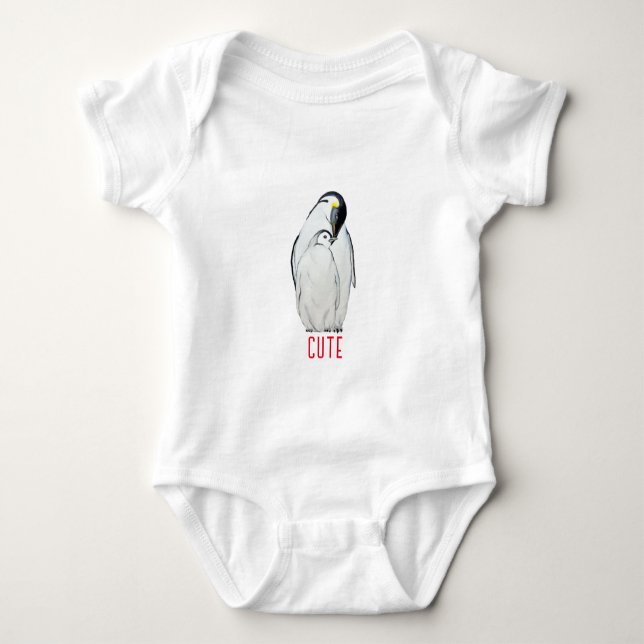 Body T-shirt famille adorable de manchots empereurs (Devant)
