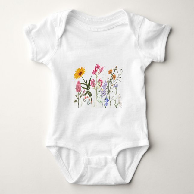 Body T-shirt Fleurs Sauvages, Tee Botanique Vintage, (Devant)