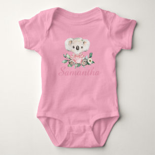 Body T Shirt Floral Koala Personnalisé pour 1er Anniver