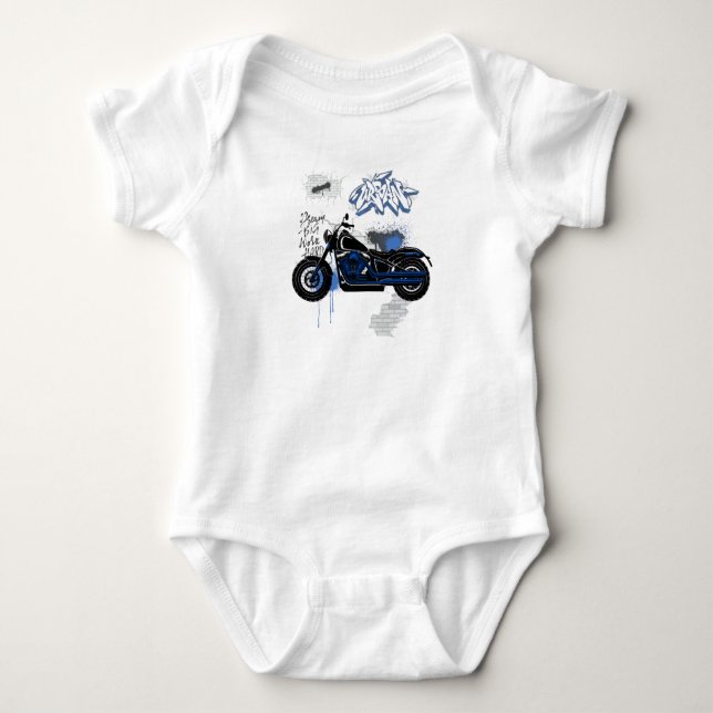 Body T-shirt gris et bleu moto (Devant)