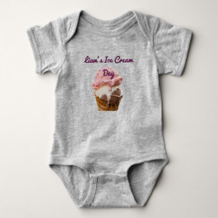 Body T-Shirt Gris Personnalisé pour Bébé pour la Journé