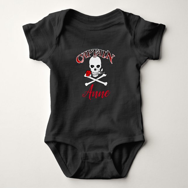 Body T-shirt Jolly roger personnalisé (Rose) (Devant)