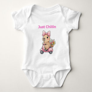 Body T-shirt mignon avec un capybara esthétique qui se 