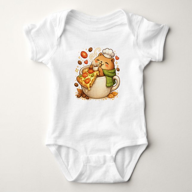 Body T-shirt ours en forme d'ours mignon mangeant une p (Devant)