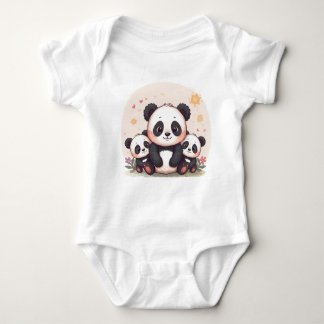 Body T-shirt Pandas mignons en famille