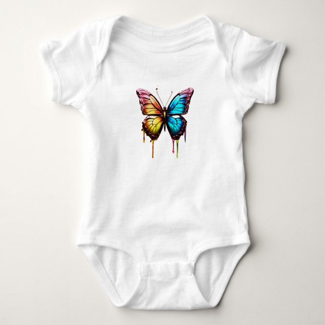 Body T-shirt papillon arc-en-ciel (Devant)