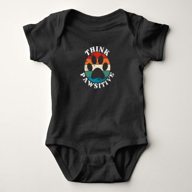Body T-Shirt Patte de Chien Pensez Positif (Devant)