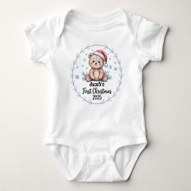 Body T-Shirt-Personalized Baby's First Xmas 2025-Boy (Devant)
