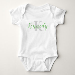 Body T-shirt personnalisé pour bébé avec nom vert et in
