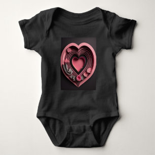 Body T-shirt Pink Heart 3D Paper Art Design