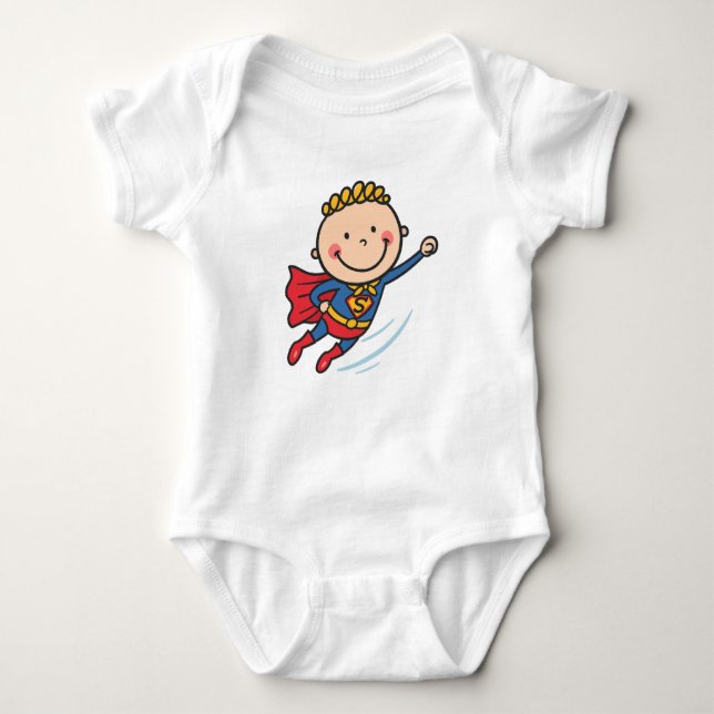 Body T-shirt pour garçon enfant super-héros de dessin a (Devant)