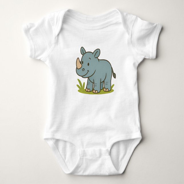 Body T-shirt Rhino Cartoon mignonne pour enfants (Devant)