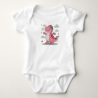 Body T-shirt rose avec dinosaure pour enfants "Hello Du