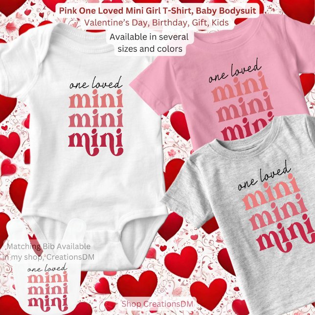 Body T-shirt rose Un Mini Fille Aimée, (Créateur téléchargé)