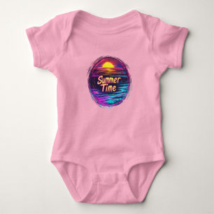 Body T-shirt vibrant rétro “Summer Time” avec coucher d