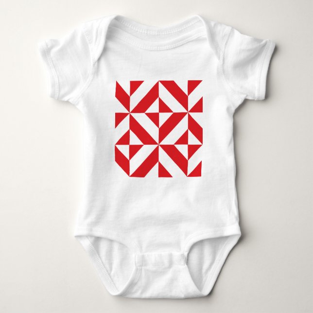 Body Tchry Red Geometric Deco Cube Pattern (Devant)