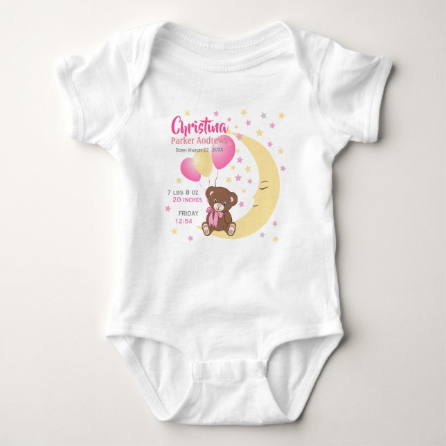 Body Teddy Bear assis sur la Lune Baby Birth Statistiqu (Devant)