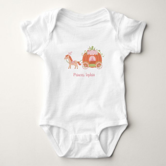 Body Tee-shirt bébé fille princesse calèche citrouille  (Devant)