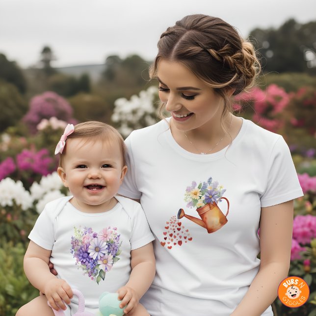 Body Tenue assortie florale à cœur fleuri aquarelle (Créateur téléchargé)