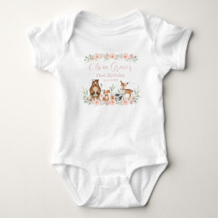 Body Tenue de 1er anniversaire Fleur Florale Animaux de