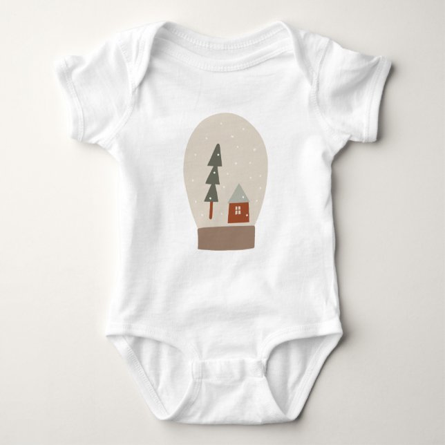Body Tenue de bébé maison de Noël et arbre pin minimali (Devant)