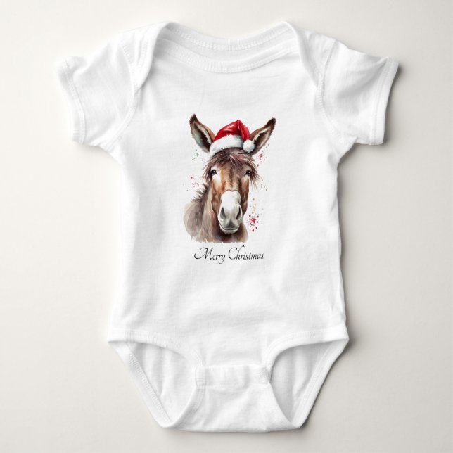 Body Tenue de Noël de petit âne pour premier Noël (Devant)