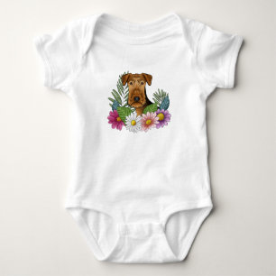 Body Tête de chien Airedale Terrier Colorful Flowers