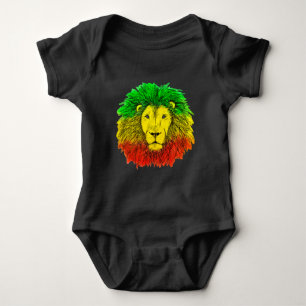 Body Tête de lion Rasta rouge jaune vert dessin Jamaïqu