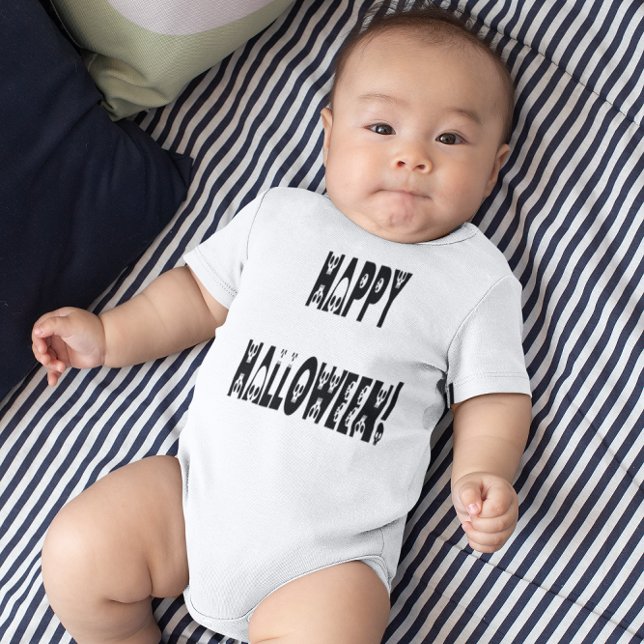 Body Texte Halloween squelettique (Skeleton Halloween Text Baby Bodysuit)