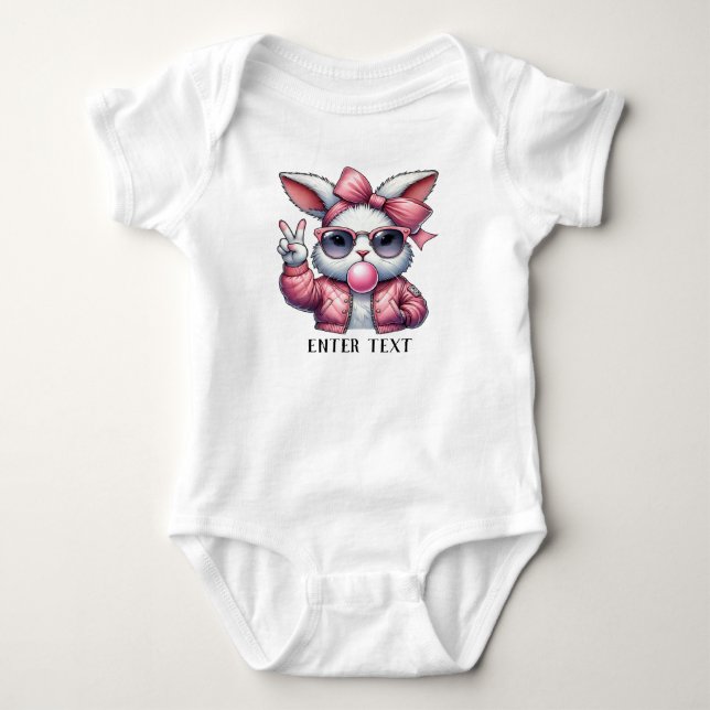 Body Texte Personnalisé Baby Girl Bunny Blowbble (Devant)