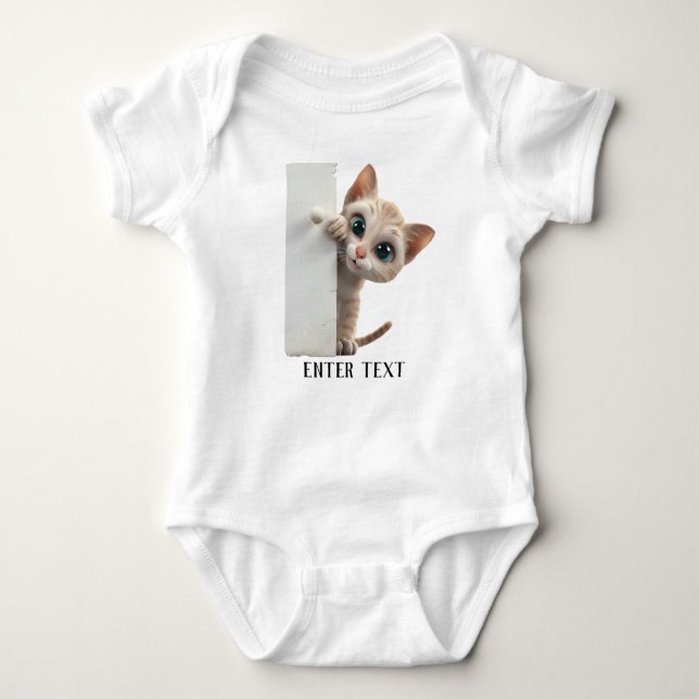 Body Texte Personnalisé Cute Chat Peeking Baby Bodysuit (Devant)