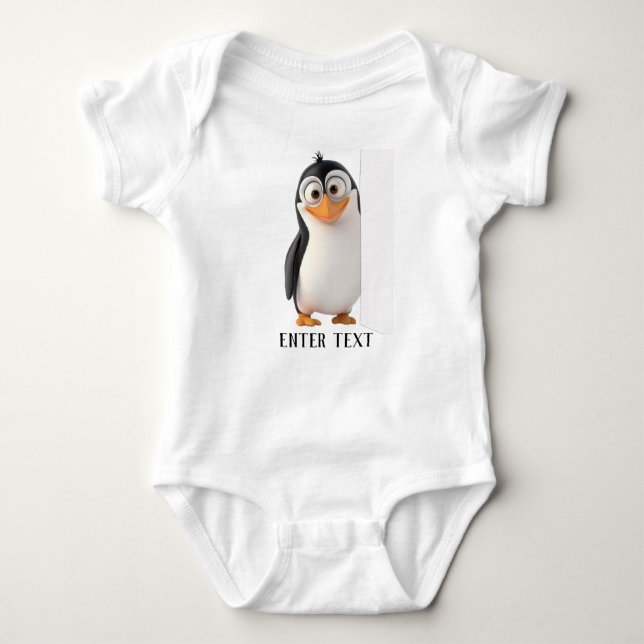 Body Texte personnalisé Pingouin Peeking Bébé Bodysuit (Devant)