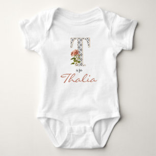 Body Thalia nom Révéler Floral Lettre T Fleur rose