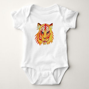 Body Tigre Dessin Baby Jersey Bodysuit, Blanc