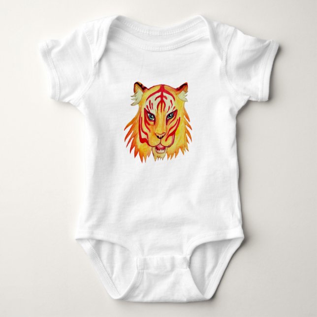 Body Tigre Dessin Baby Jersey Bodysuit, Blanc (Devant)