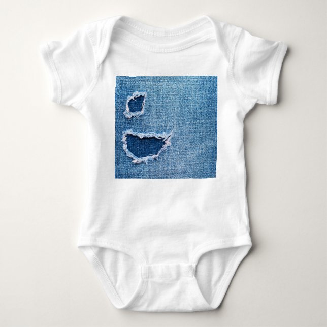 Body Tissu en denim déchiré, teintes bleues. (Devant)