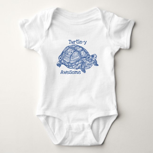 Body Tortue - Y Awesome Migné Bleu Texte de dessin (Devant)