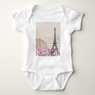 Body Tour Eiffel Paris Carré Rose Vintage Art