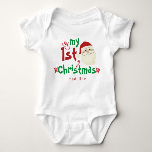 Body Trendy Cute Santa Claus My First Christmas Newborn (Devant)
