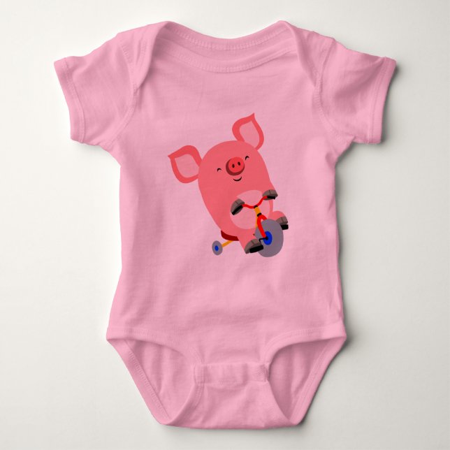 Body Tricycle Tricycle Pig Bodysuit pour bébé (Devant)