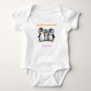 Body Triplets Baby shower Cadeau, Pingouins, Avec Noms,