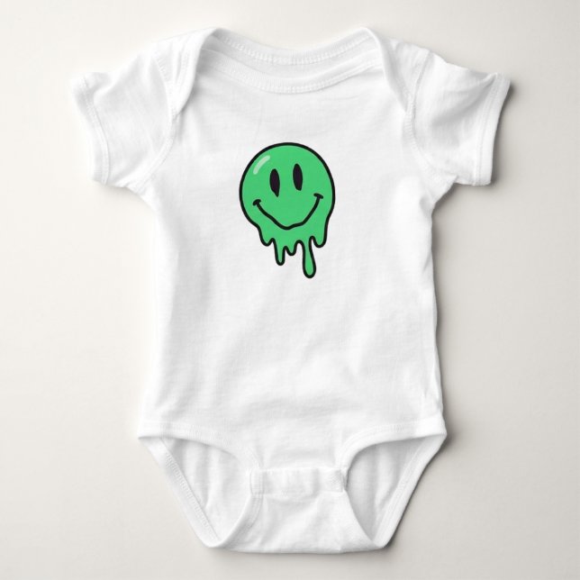Body Trippy Dripping Green Melting Smiley Face Esthétiq (Devant)