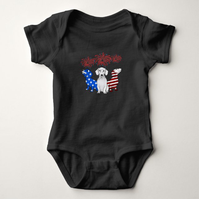 Body Trois Dachshunds American Flag couleur 4 juillet (Devant)