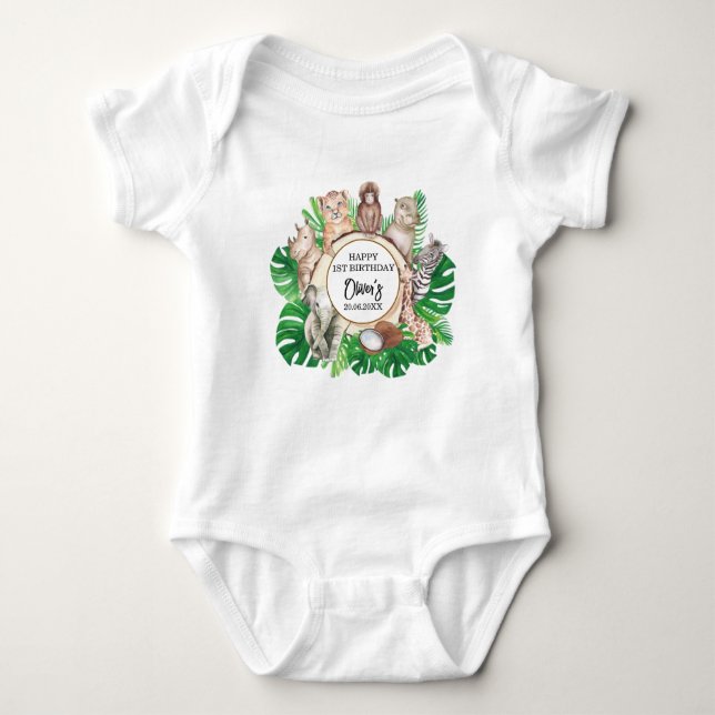 Body Tropical Jungle Safari Animaux Baby showers Garçon (Devant)