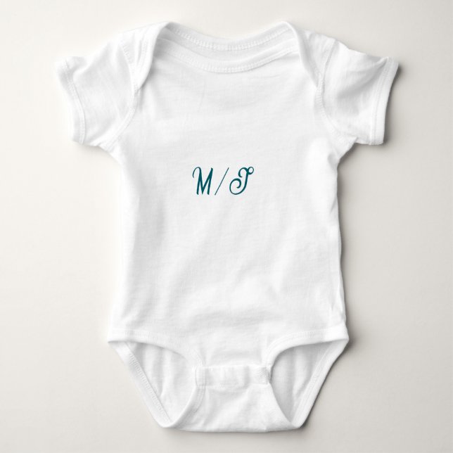 Body Turquoise monogramme nom de couple de mariage simp (Devant)