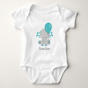 Body Tutu de bébé fille éléphant sarcelle mignon monogr