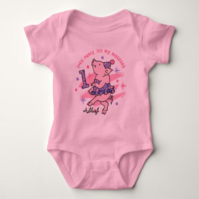 Body Tutu Piggy 1er anniversaire personnalisé (Devant)