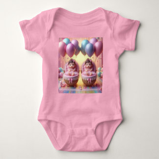 Body Twin Baby Girls In Pastel Balloons et Rubans